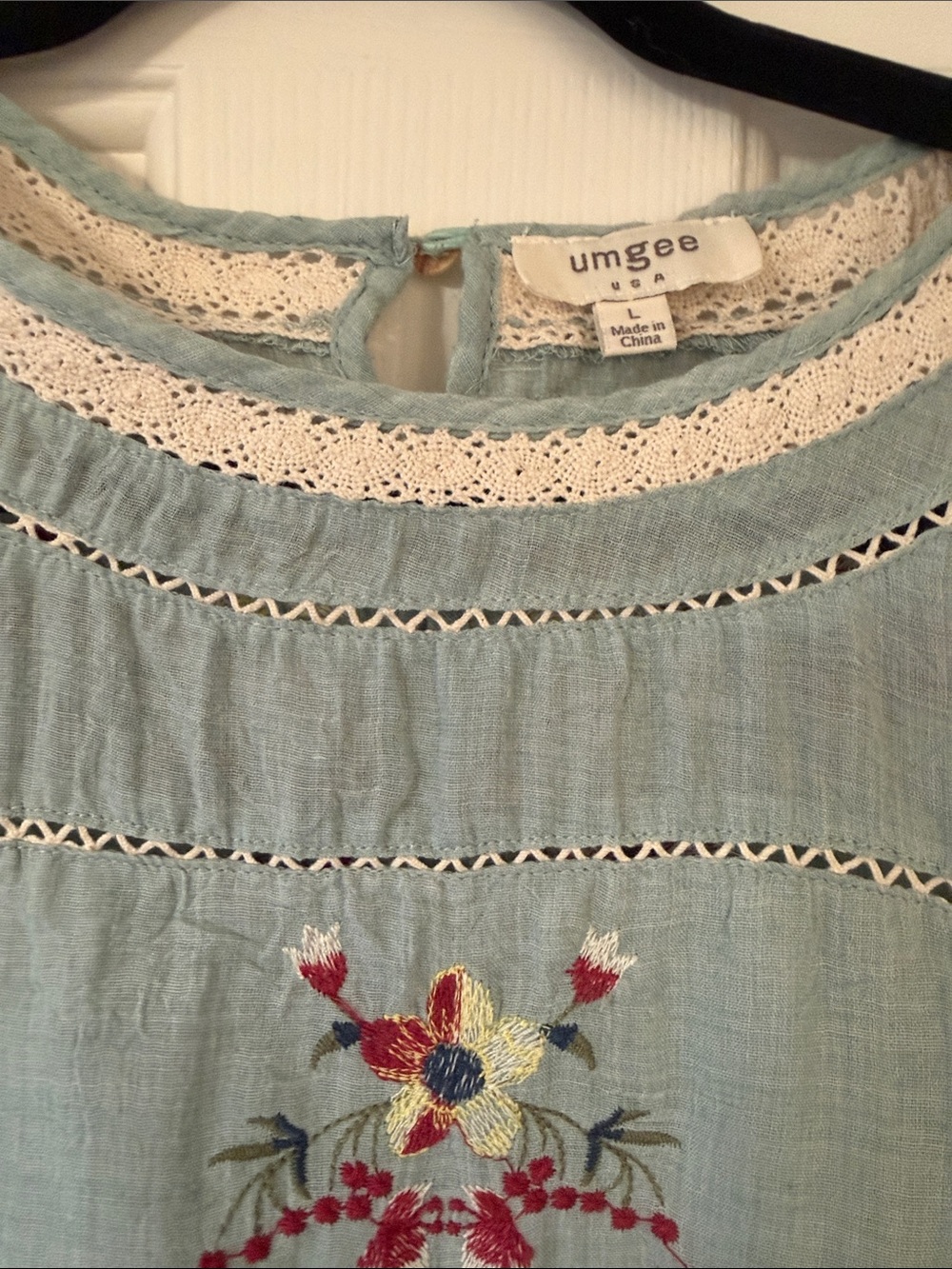 Umgee Dress Womens Large Boho Floral Embroidered Tunic Cottagecore Flirty - Picture 7 of 11